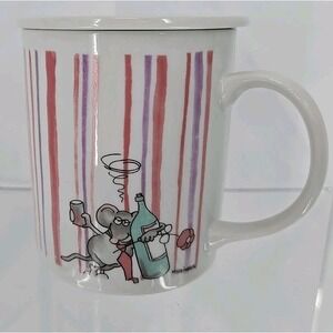 W. Steinbeck for the Toscany Collection Lidded Mug Wine Drunken Mouse Stripes